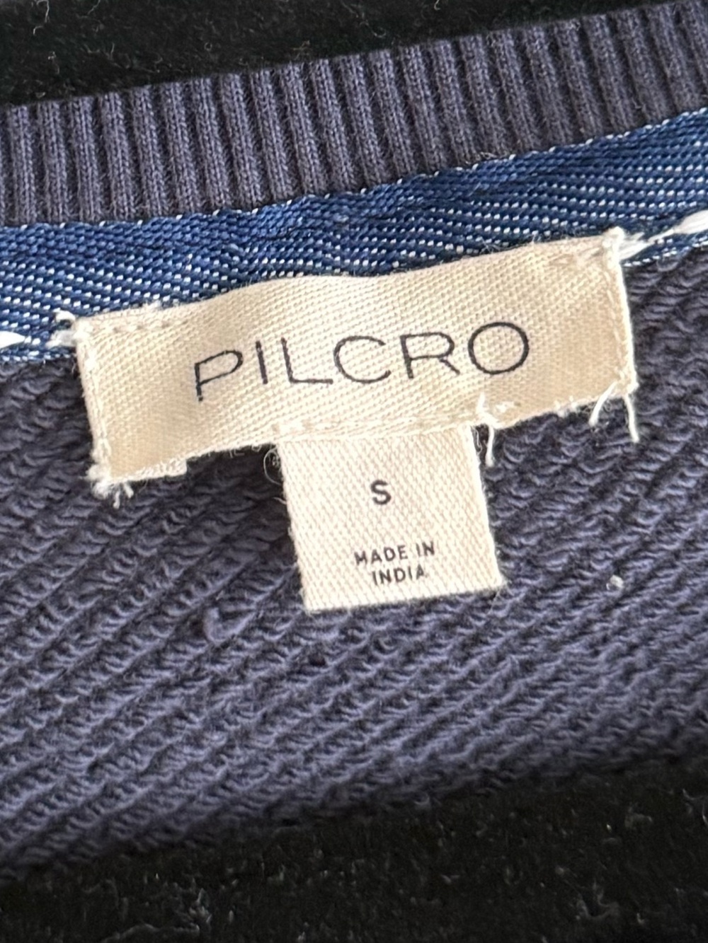 Pilcro Anthropologie Denim Sleeve Twofer Sweatshirt Small Puff Sleeve Top Fall - Picture 6 of 6